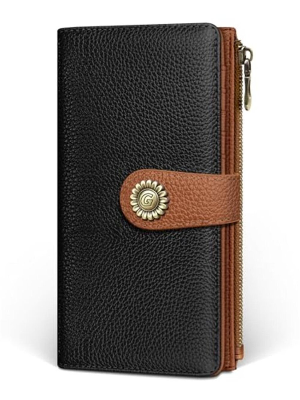 New Black Caramel Womens Wallet RFID, Long Credit Card Holder Bifold